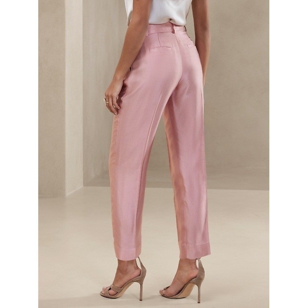 Banana Republic Womens Feminine Office Chic Pink Pleated Tapered Trouser 0 NWT